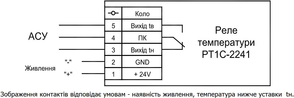 Схема підключення реле температури РТ1С-2241