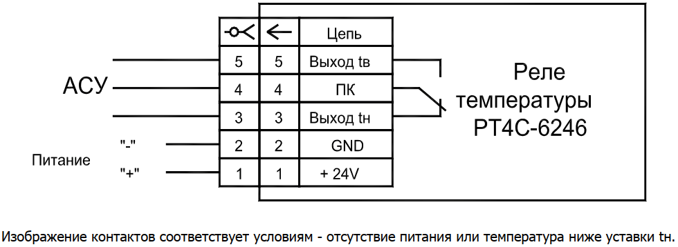 Схема подключения реле температуры РТ4С-6246